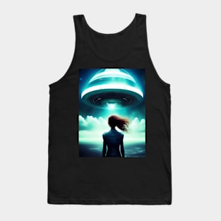 A girl looking at UFO in the sky Tank Top